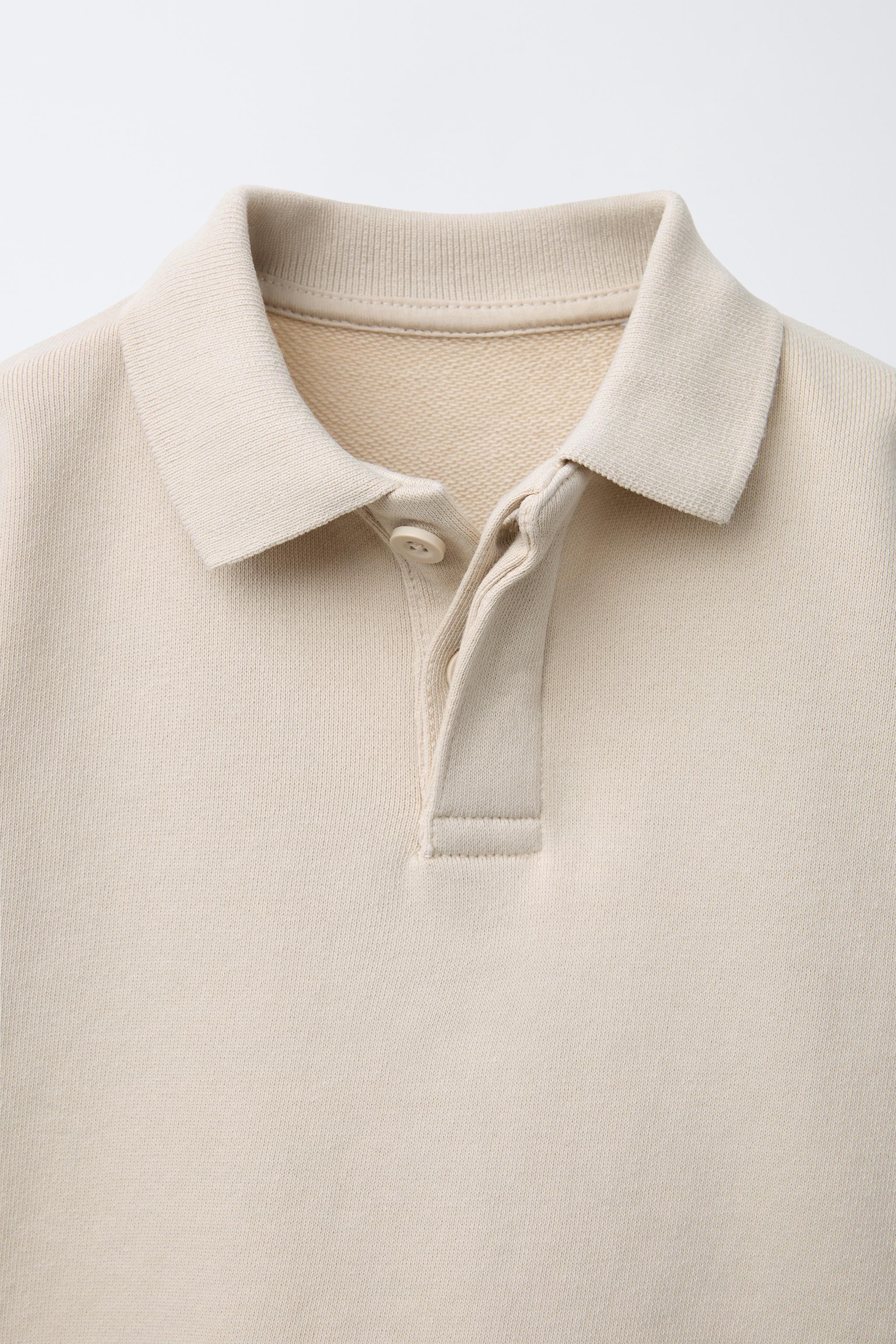 POLO SHIRT SWEATSHIRT WITH LABEL - Bluish | ZARA New Zealand