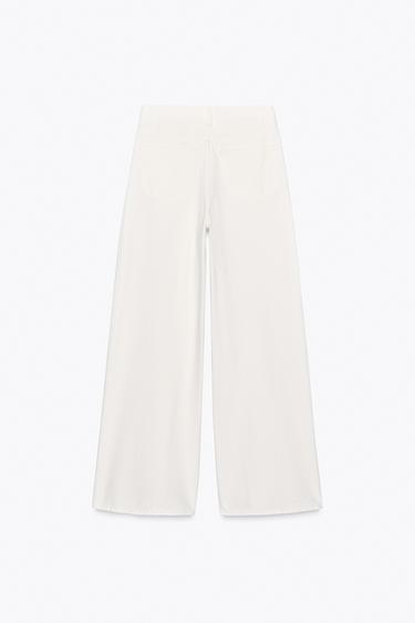 ZW COLLECTION HIGH-WAIST PALAZZO JEANS - Oyster-white by Zara - Image 6
