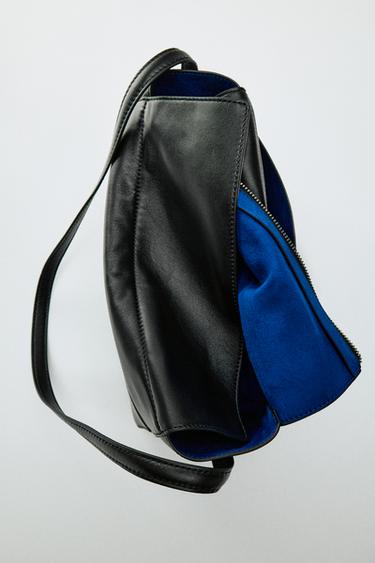 SAC PORTÉ ÉPAULE EN CUIR - Noir de Zara