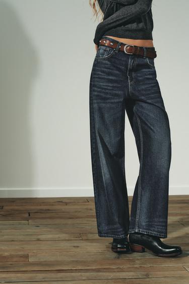 TRF BAGGY MID-WAIST JEANS - Navy blue by Zara