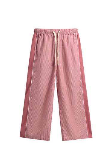 PANTALÓN RAYAS BANDA CONTRASTE - Rojo de Zara