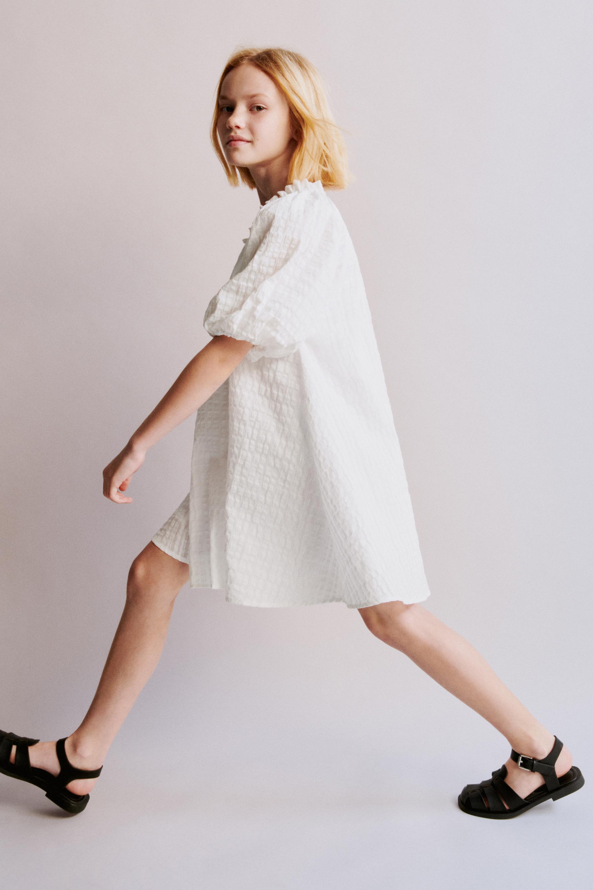 TEXTURED BOW DRESS - White | ZARA Canada