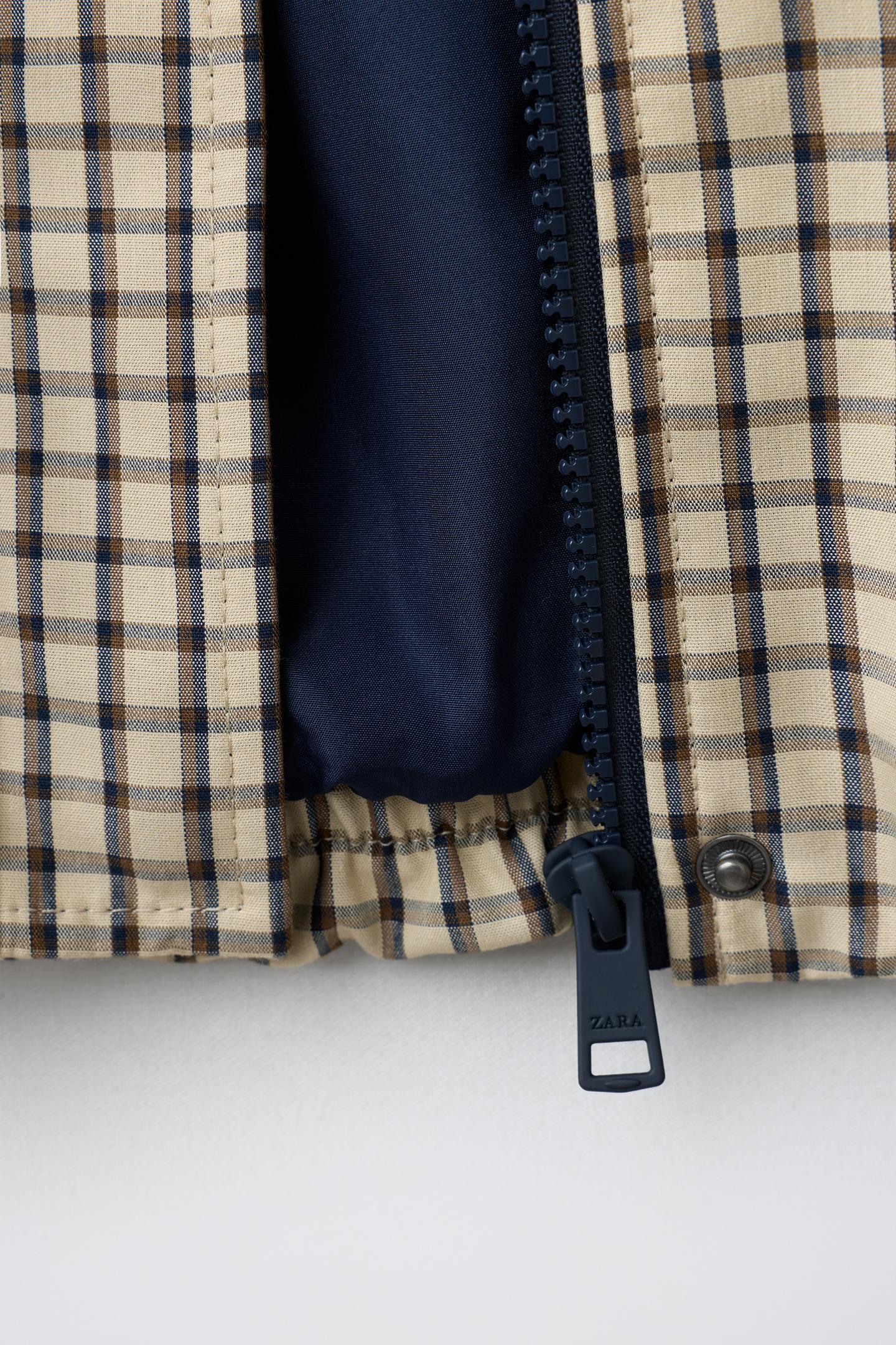 Куртка Zara Plaid Bomber, цвет: Экрю / Чёрный — фото 8