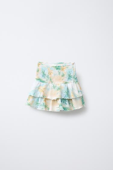 Zara TEXTURED PALM TREE SKORT - Green