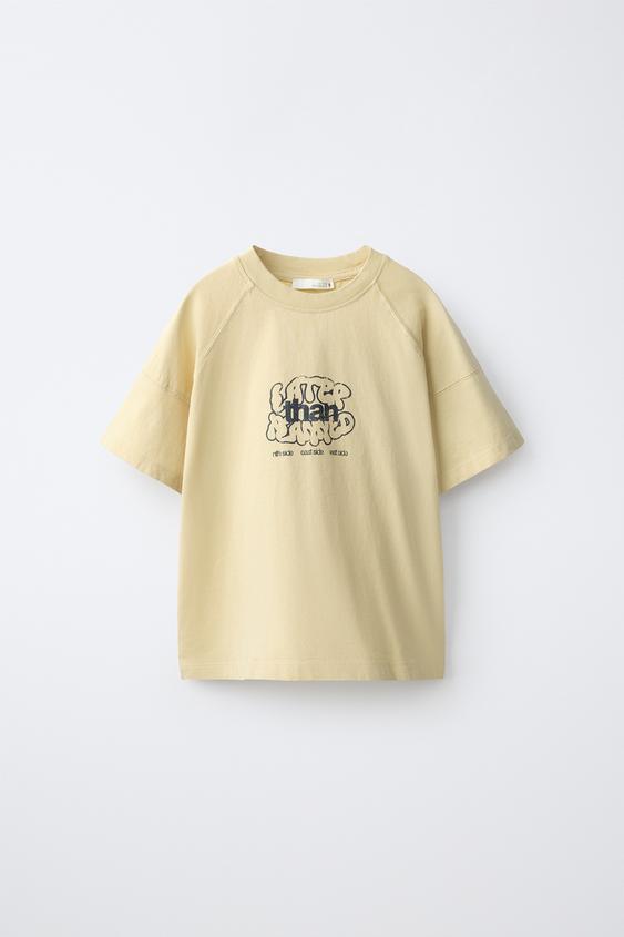 CAMISETA ESTAMPADO TEXTO - Beige de Zara - Imagen 0