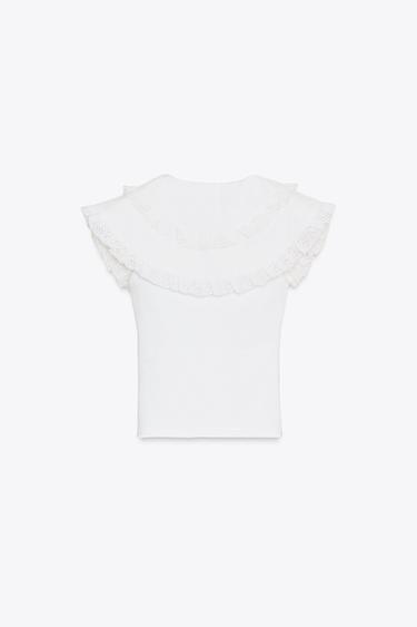T-SHIRT COL CLAUDINE - Blanc de Zara - Image 3