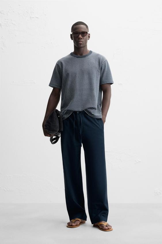 RELAXED FIT STRAIGHT LEG TROUSERS Navy Blue ZARA Thailand relaxed-fit-straight-leg-trousers-navy-blue-zara-thailand