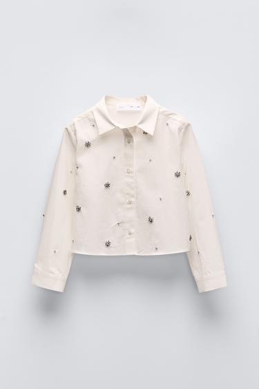 ПОПЛИНОВАЯ РУБАШКА С ОБЪЕМНЫМИ РУКАВАМИ — БЕЛЫЙ от Zara — изображение 0