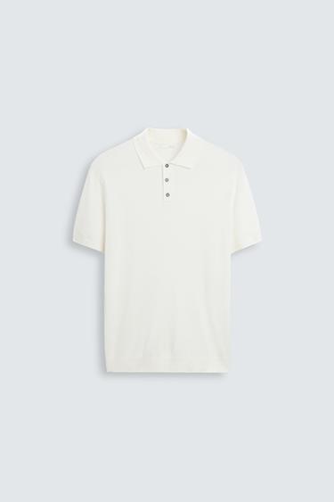 VISCOSE BLEND KNITTED POLO SHIRT - Oyster-white by Zara