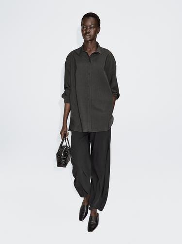 Zara Oversize cotton blend shirt - Anthracite grey - Image 0