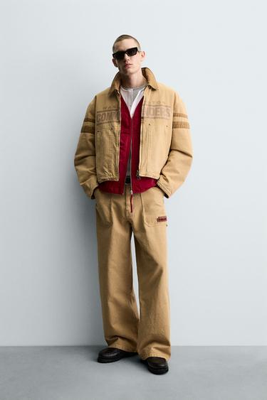 BAGGY FIT NFL WASHINGTON COMMANDERS EMBROIDERED PATCH TROUSERS - camel by Zara