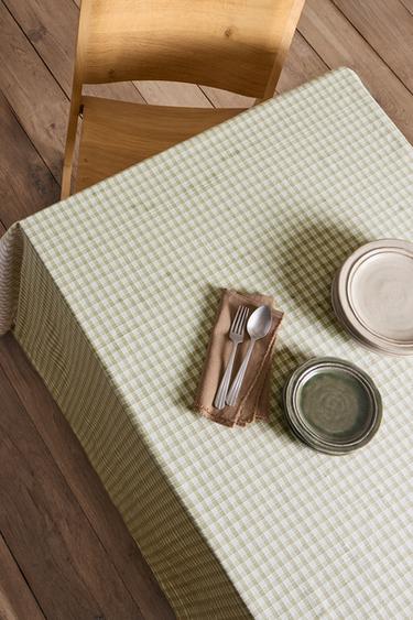 GINGHAM COTTON TABLECLOTH - Light green by Zara