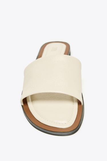 SOFT LEATHER SLIDES - White by Zara - Image 3