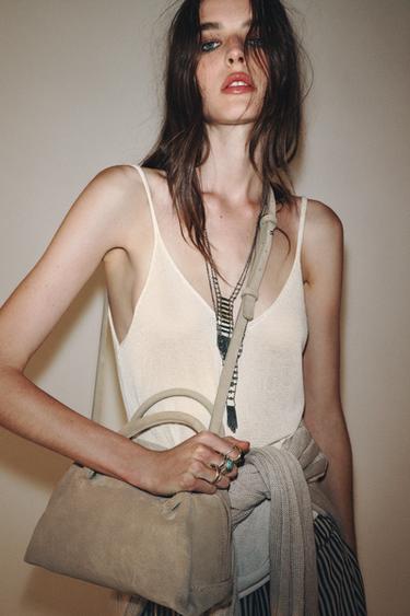 BOLSO PIEL BOWLING - Crudo de Zara