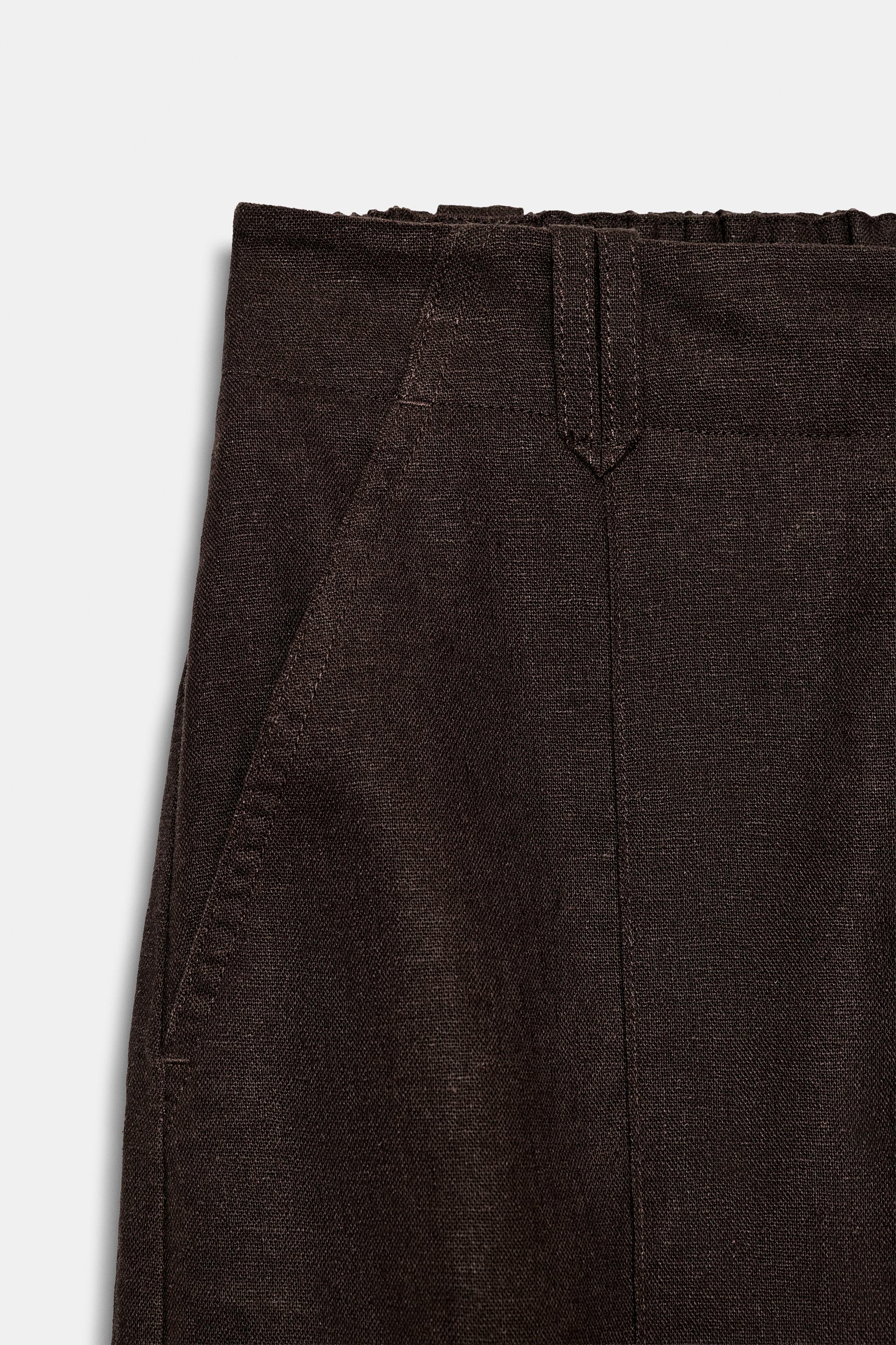 LINEN TAPERED PANTS WITH SEAM DETAIL