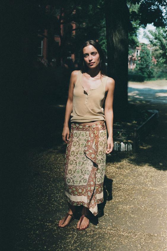 PRINTED RAMIE PAREO SKIRT - Multicoloured by Zara - Image 0