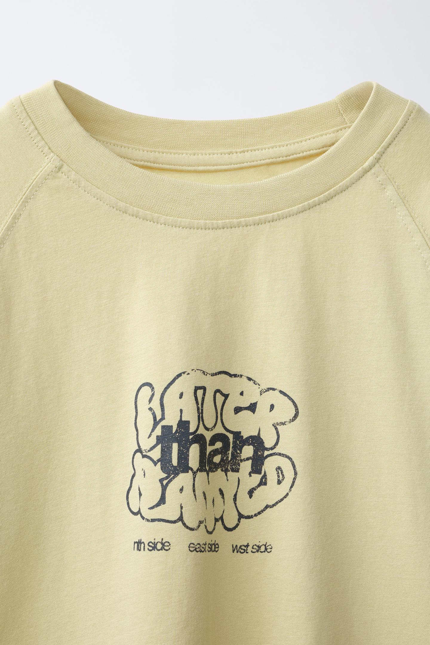 Детская футболка Zara Text Print, цвет: Бежевый — фото 3