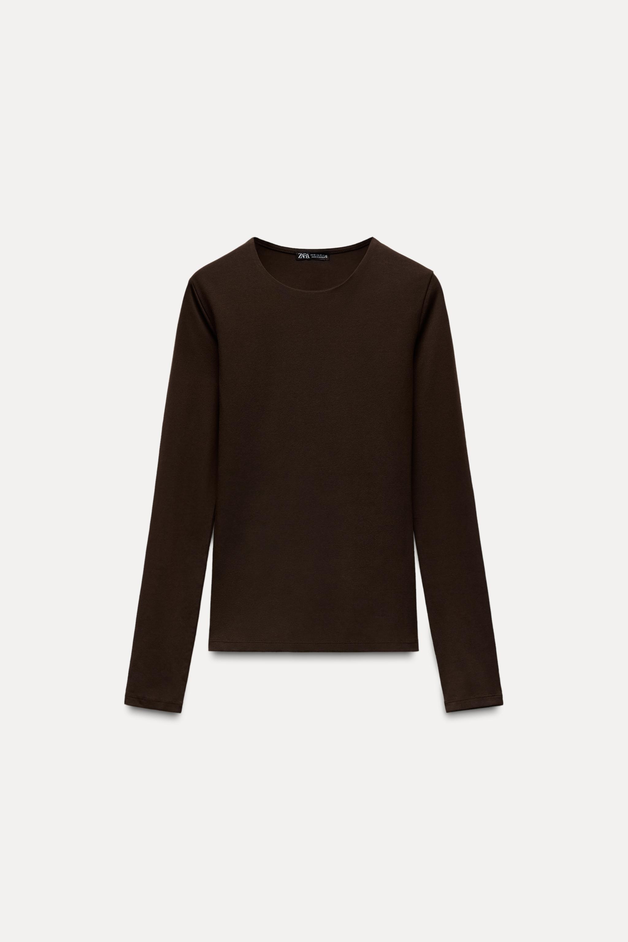 LONG SLEEVE WASHED EFFECT RIBBED T-SHIRT - Dark grey | ZARA United Kingdom