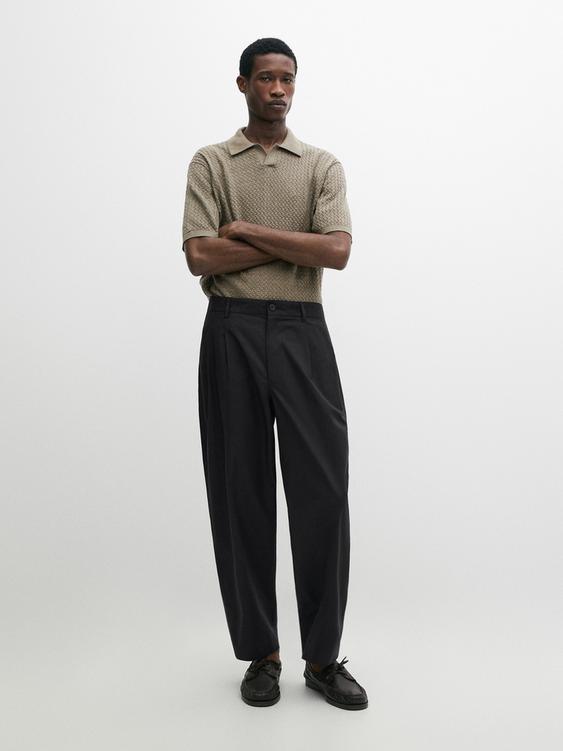 Cotton trousers with double darts from Zara - $130