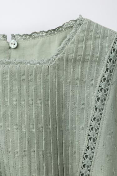 RUFFLE LADDER STITCH SHIRT - Mid-green by Zara - Image 2