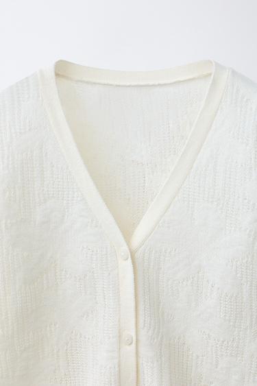 GILET EN MAILLE JACQUARD - Blanc de Zara - Image 2