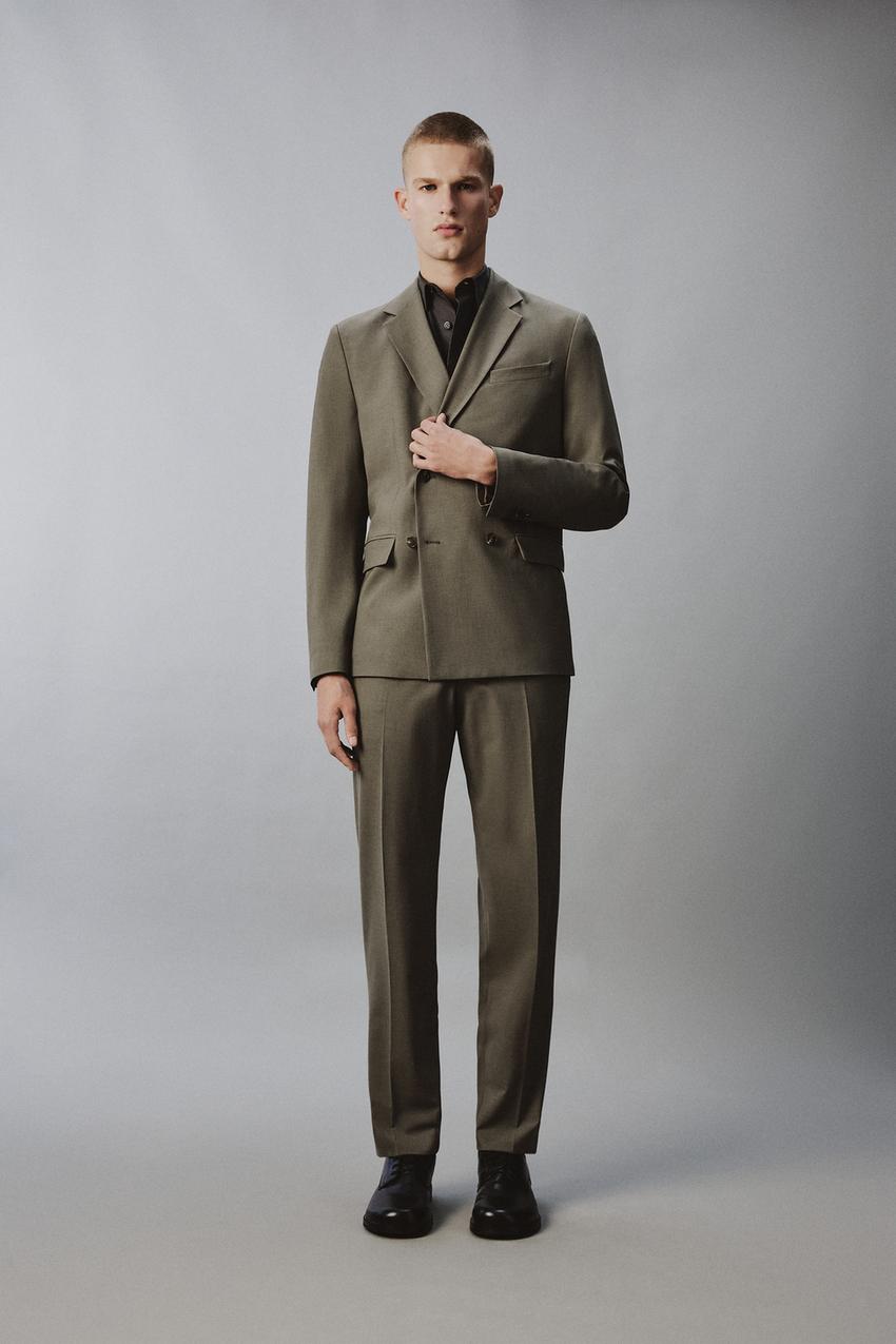 Zara - Regular Fit Suit Pants - Green - 34 (Us 34) - Man