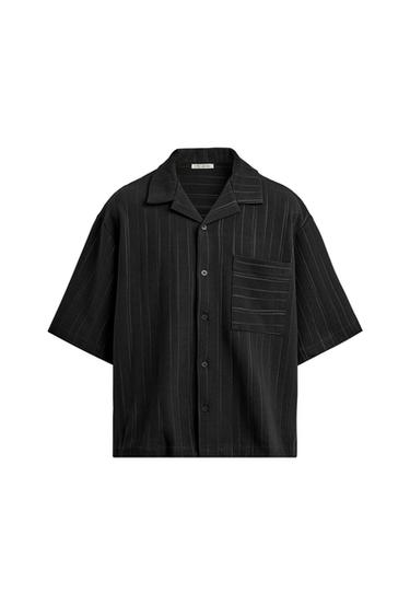 CAMISA RELAXED FIT RAYAS - Negro de Zara