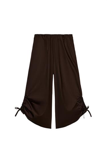 QUẦN CULOTTE GẤU ĐIỀU CHỈNH - Màu nâu sô cô la từ Zara