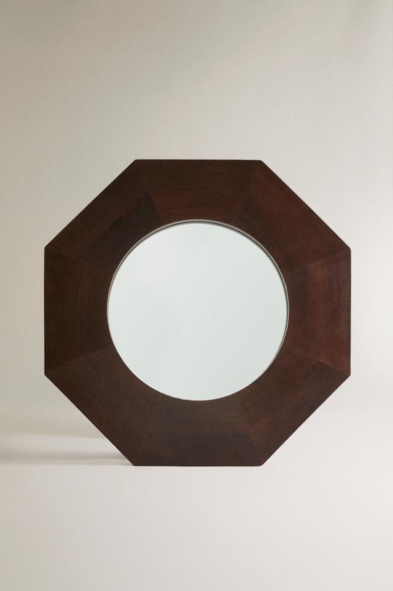 Zara OCTAGONAL FRAME MIRROR - 棕色 - 圖片 0