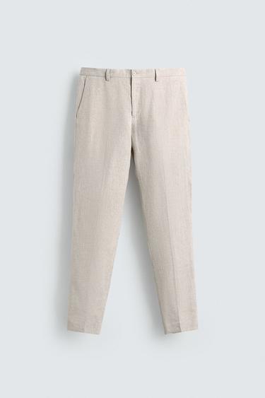PANTALÓN TRAJE 100% LINO - Beige claro de Zara