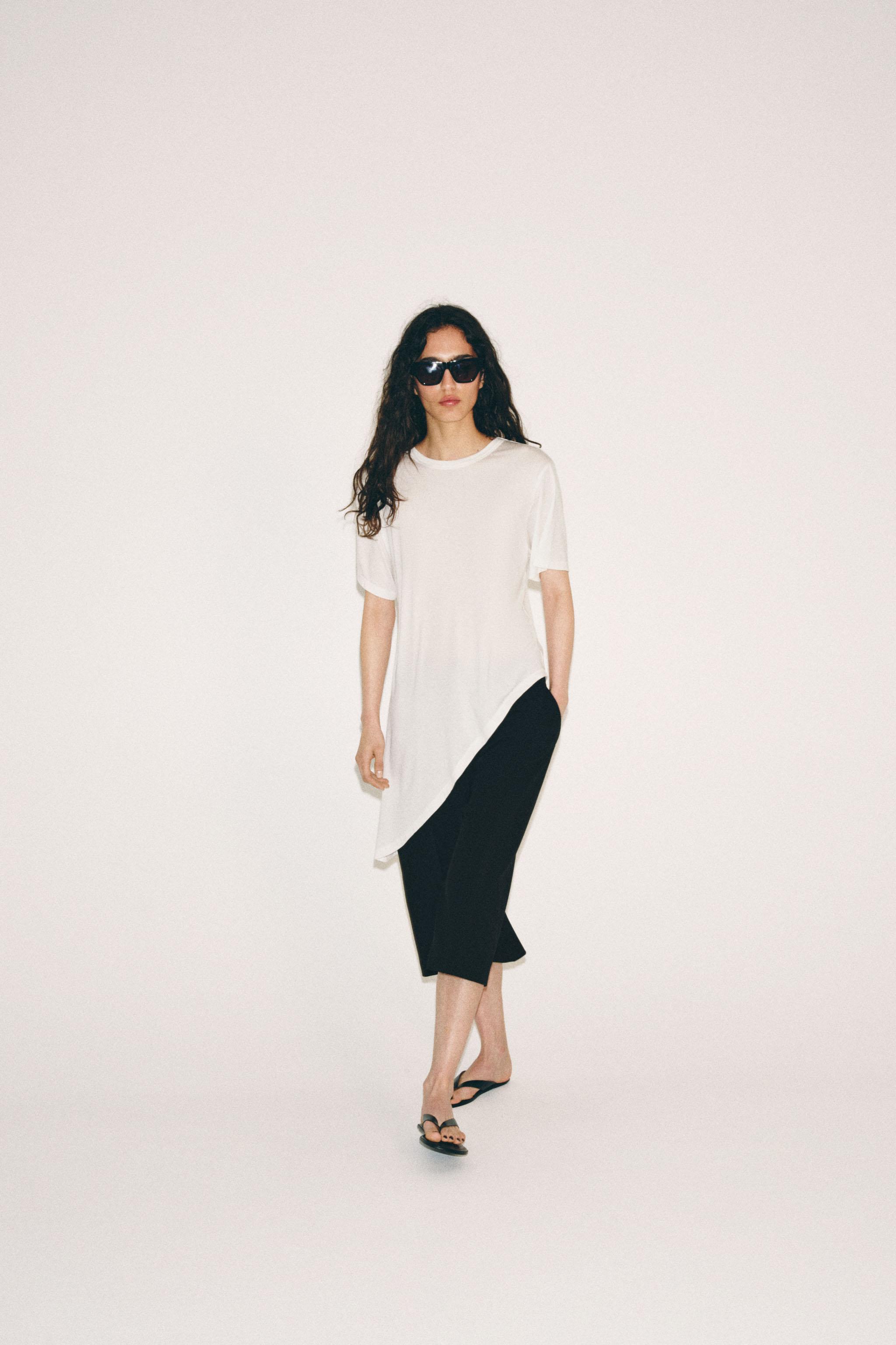 Женские топы Zara ASYMMETRIC SHORT SLEEVE TOP — фото 5