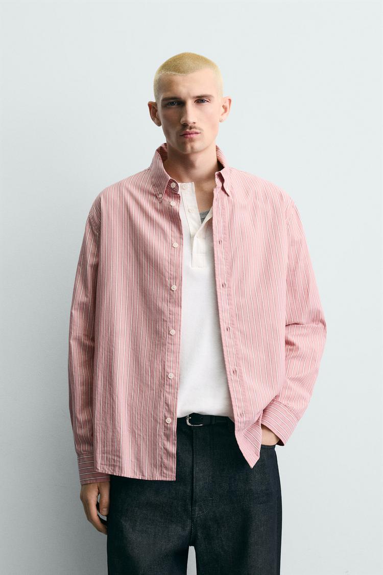 ZARA STRIPED RELAXED FIT SHIRT