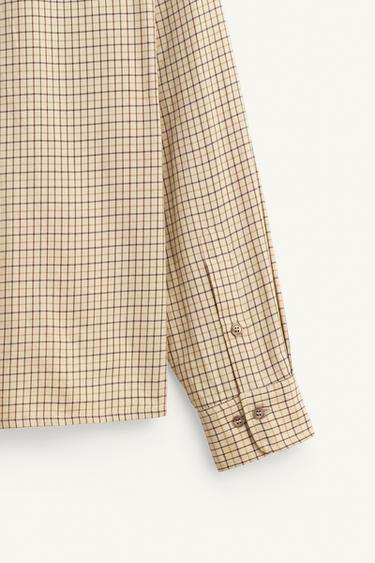 LIMITED EDITION CROPPED FIT CHECK SHIRT - Ecru / Brown by Zara - Image 8