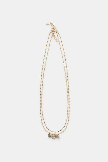2-PACK MINI CHARM AND RHINESTONE NECKLACES — Golden 2