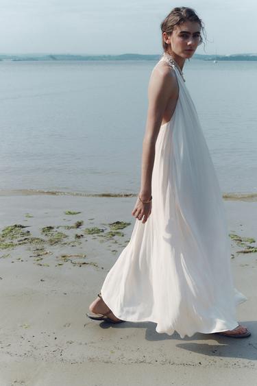 FLOWING DRESS WITH CONTRAST BACK - Ecru by Zara - Image 2