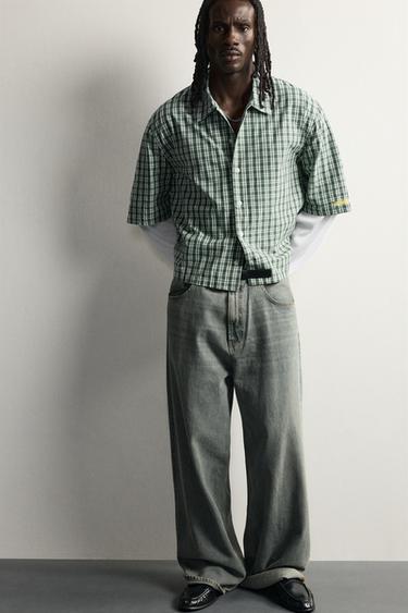 CHECK SHIRT WITH LAYERED EFFECT - Green by Zara