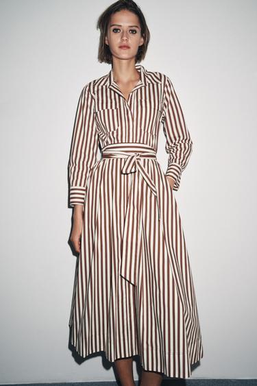 STRIPED SHIRT DRESS ZW COLLECTION - striped by Zara - Image 4