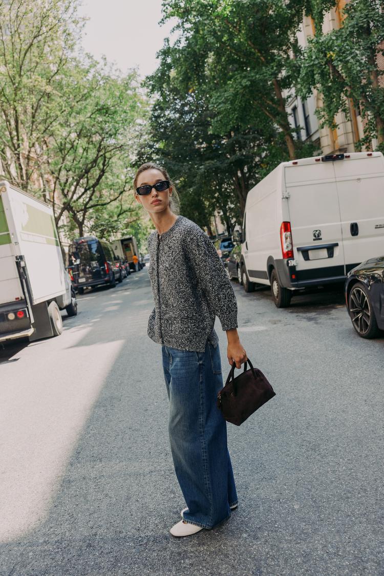 Maglia Maniche A Sbuffo Zara GIACCA IN MAGLIA CON MANICHE A TRE