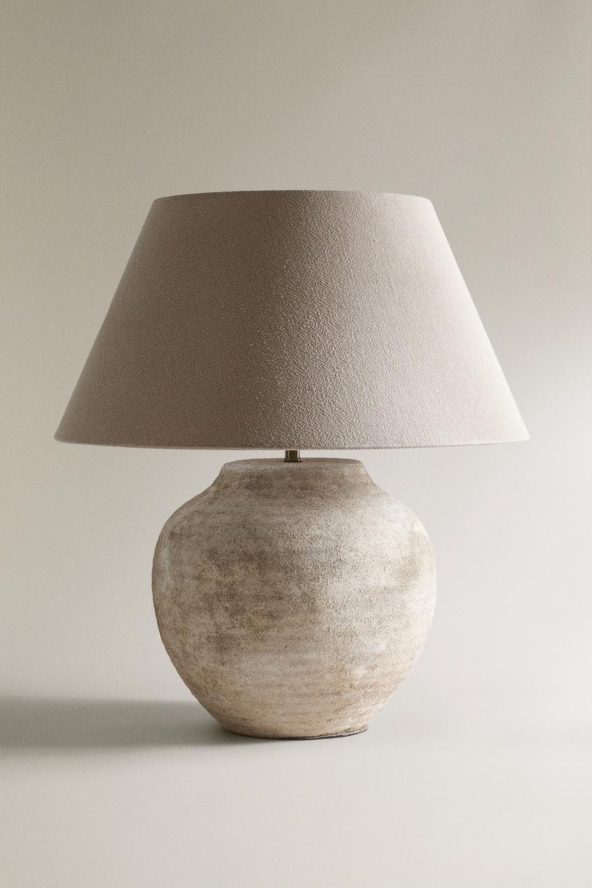 GROSSE TISCHLAMPE AUS ANTIK-KERAMIK - Grau