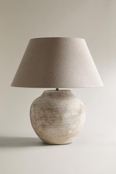 LARGE AGED CERAMIC TABLE LAMP - Grey by Zara - Image 0