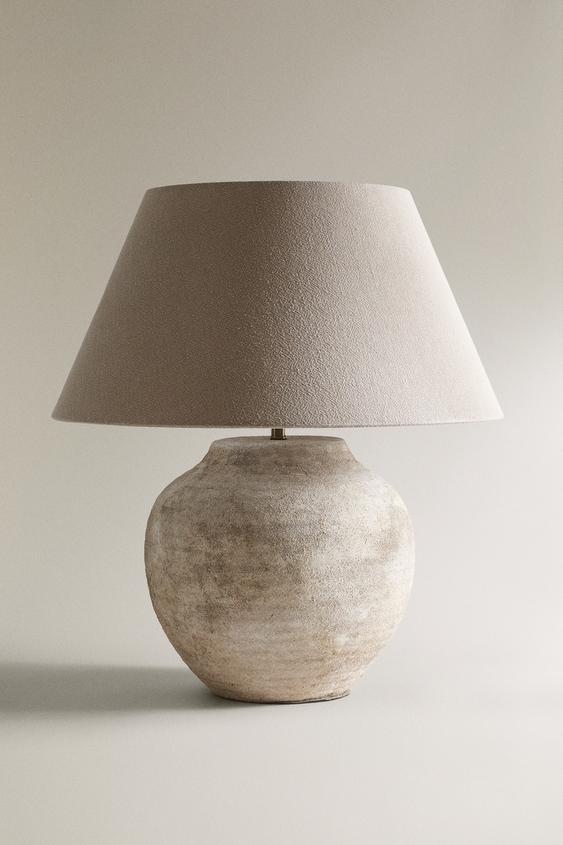 LÁMPARA MESA CERÁMICA ENVEJECIDA GRANDE - Gris de Zara - Imagen 0