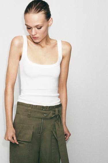 COTTON SLEEVELESS TOP - White by Zara