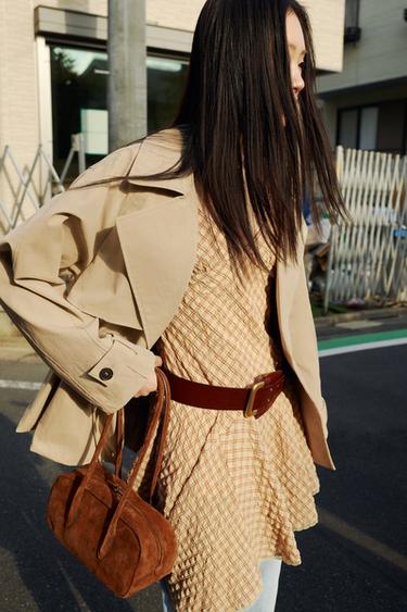 LEATHER SHOULDER BAG - Brick by Zara