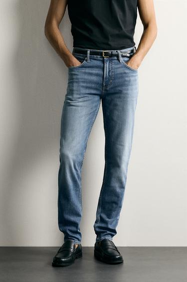 DŽÍNY BASIC SLIM FIT - Modrá od Zara