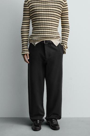STRAIGHT-LEG CHINO TROUSERS - Black by Zara