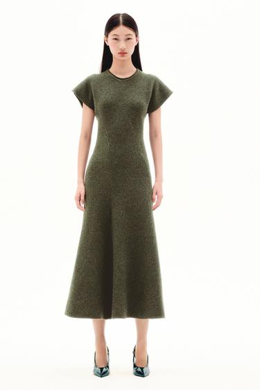 LONG KNIT DRESS - Green marl by Zara