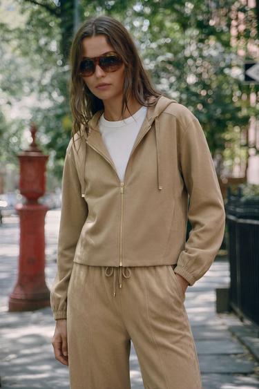 HOODED BOMBER JACKET - Light camel by Zara