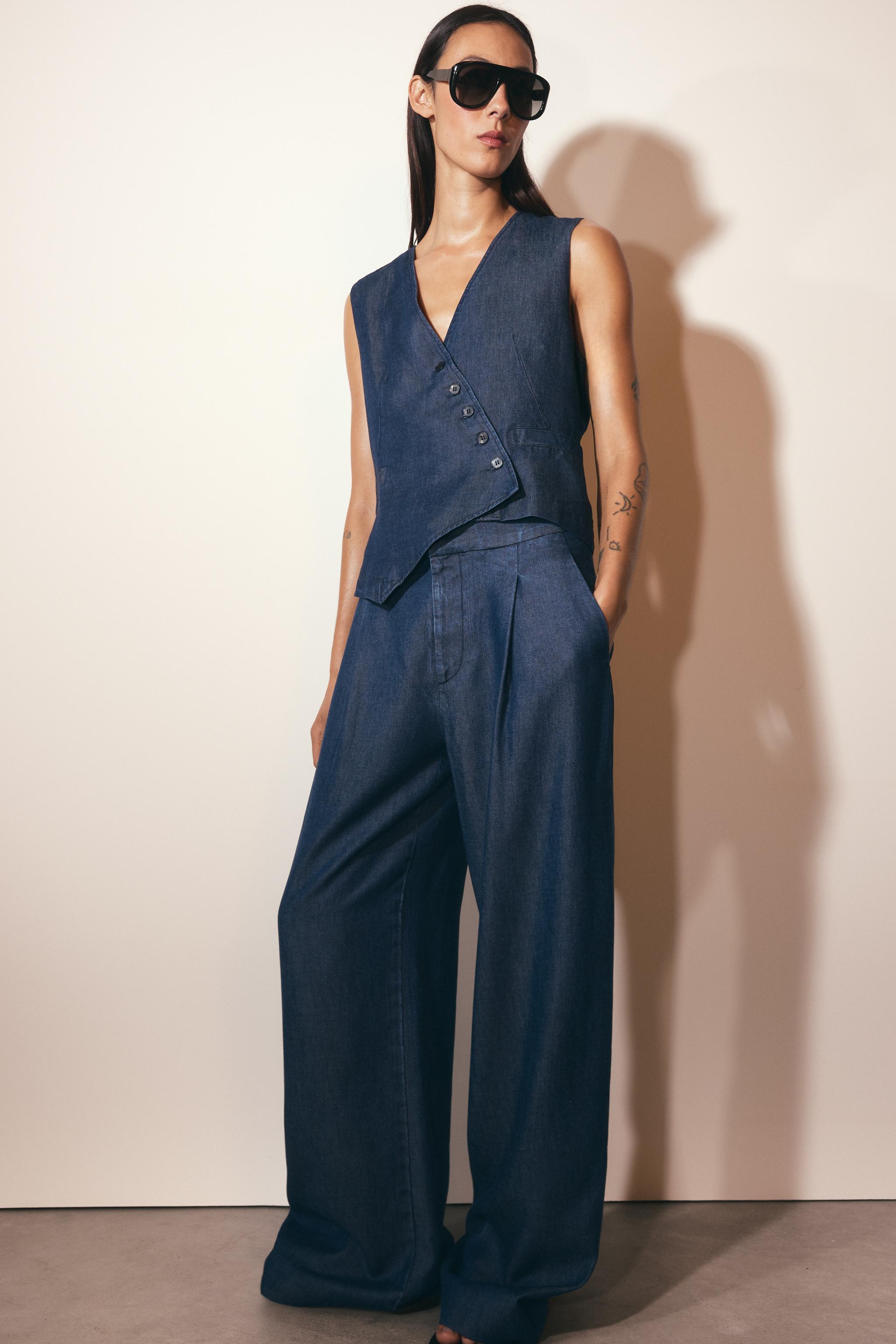 ZW COLLECTION WIDE-LEG TROUSERS - Indigo | ZARA South Africa