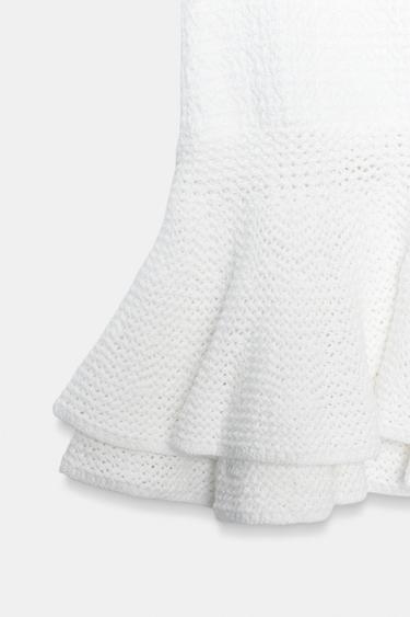 KNIT MINI SKIRT WITH RUFFLES - White by Zara - Image 7