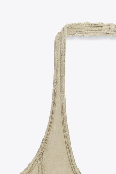 ROBE COURTE GODETS - Kaki clair de Zara - Image 7